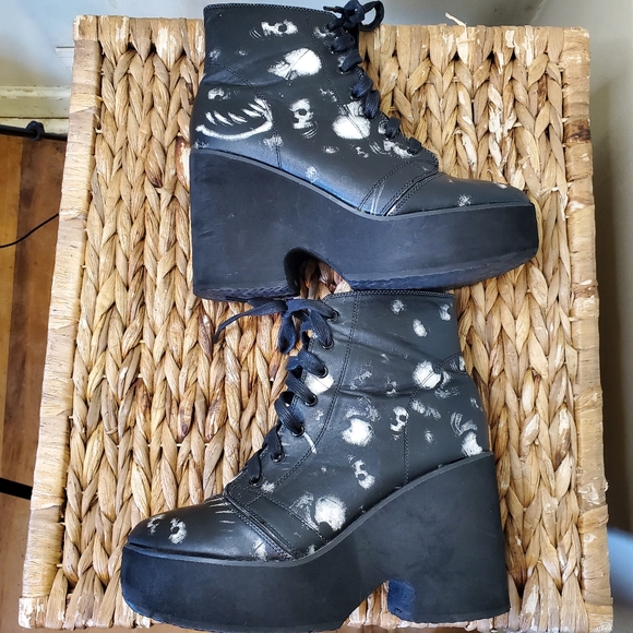 Iron Fist Shoes - Iron Fist Infidelity Skull Print Platform Boots 11